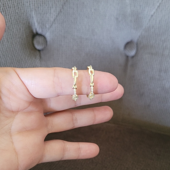 ✨️HP✨️Stella Rose🌹Gold💛 Chain🔗 Link Hoop Earrings - Picture 3 of 14